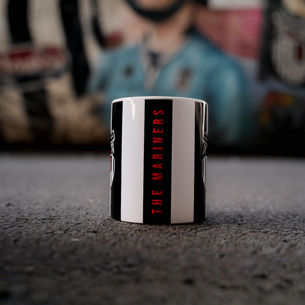 Crested Mug with Black & White Stripes